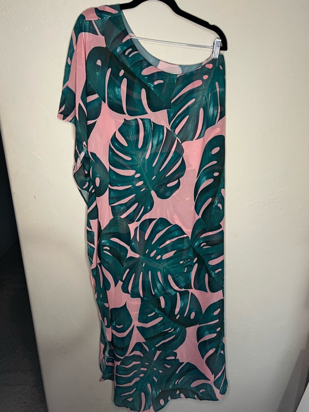 Show‎ Me Your Mumu One Shoulder Tropical Palm Leaf Pink Green Maxi Dress Resort - Picture 2 of 9